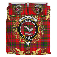 MacDougall Modern Tartan Crest Bedding Set - Golden Thistle Style