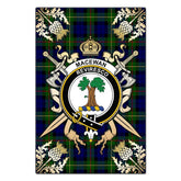 MacEwan Tartan Crest Black Garden Flag - Gold Thistle Style