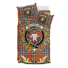 MacFarlane Ancient Tartan Crest Bedding Set - Golden Thistle Style