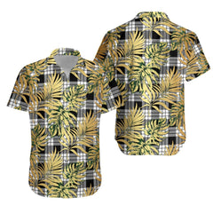 MacFarlane Black White Tartan Vintage Leaves Hawaiian Shirt