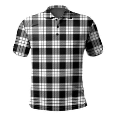 MacFarlane Black White Tartan Polo Shirt