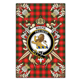 MacFie Tartan Crest Black Garden Flag - Gold Thistle Style