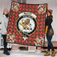 MacFie Tartan Crest Premium Quilt - Gold Thistle Style