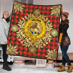 MacFie Tartan Crest Premium Quilt - Gold Thistle Style