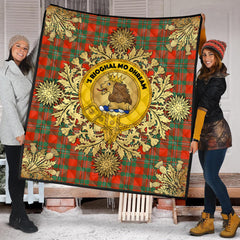 MacGregor Ancient Tartan Crest Premium Quilt - Gold Thistle Style