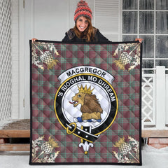 MacGregor Hunting Ancient Tartan Crest Premium Quilt - Gold Thistle Style