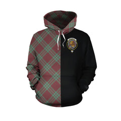 MacGregor Hunting Ancient Tartan Hoodie Half of Me - Cross Style