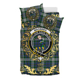 MacInnes Dress Tartan Crest Bedding Set - Golden Thistle Style