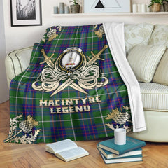 MacIntyre Hunting Modern Tartan Gold Courage Symbol Blanket