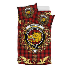 MacIver 01 Tartan Crest Bedding Set - Golden Thistle Style