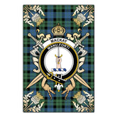 MacKay Ancient Tartan Crest Black Garden Flag - Gold Thistle Style