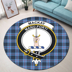MacKay Blue Tartan Crest Round Rug