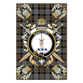 MacKay Weathered Tartan Crest Black Garden Flag - Gold Thistle Style
