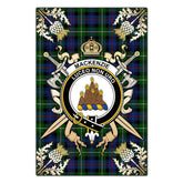 MacKenzie Modern Tartan Crest Black Garden Flag - Gold Thistle Style