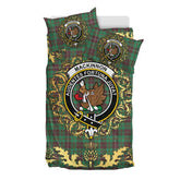 MacKinnon Hunting Ancient Tartan Crest Bedding Set - Golden Thistle Style