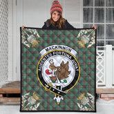 MacKinnon Hunting Ancient Tartan Crest Premium Quilt - Gold Thistle Style