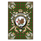 MacKinnon Hunting Modern Tartan Crest Black Garden Flag - Gold Thistle Style