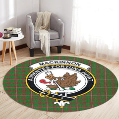 MacKinnon Hunting Modern Tartan Crest Round Rug