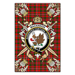 MacKinnon Modern Tartan Crest Black Garden Flag - Gold Thistle Style