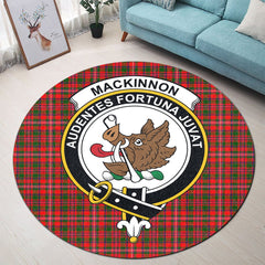 MacKinnon Modern Tartan Crest Round Rug