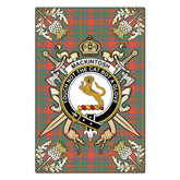 MacKintosh Ancient Tartan Crest Black Garden Flag - Gold Thistle Style