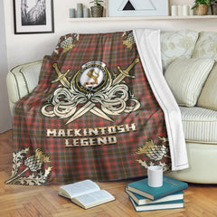 MacKintosh Hunting Weathered Tartan Gold Courage Symbol Blanket