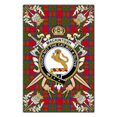 MacKintosh Modern Tartan Crest Black Garden Flag - Gold Thistle Style