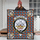MacLachlan Ancient Tartan Crest Premium Quilt - Gold Thistle Style
