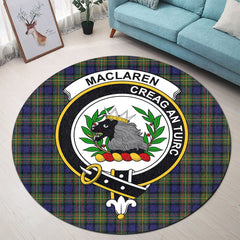 MacLaren Modern Tartan Crest Round Rug
