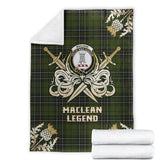 MacLean Hunting Tartan Gold Courage Symbol Blanket