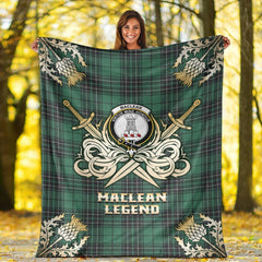 MacLean Hunting Ancient Tartan Gold Courage Symbol Blanket