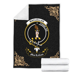 MacLellan Crest Tartan Premium Blanket Black