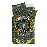 MacLellan Ancient Tartan Crest Bedding Set - Golden Thistle Style