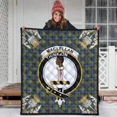 MacLellan Ancient Tartan Crest Premium Quilt - Gold Thistle Style