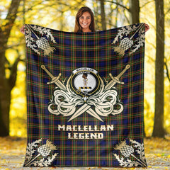MacLellan Modern Tartan Gold Courage Symbol Blanket