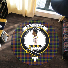 MacLellan Modern Tartan Crest Round Rug