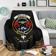 MacLeod Crest Tartan Premium Blanket Black