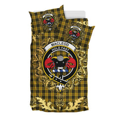 MacLeod Tartan Crest Bedding Set - Golden Thistle Style