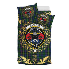 MacLeod of Gesto 01 Tartan Crest Bedding Set - Golden Thistle Style
