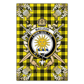 MacLeod of Lewis Modern Tartan Crest Black Garden Flag - Gold Thistle Style