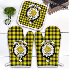 MacLeod Of Lewis Modern Tartan Crest Oven Mitt And Pot Holder (2 Oven Mitts + 1 Pot Holder)