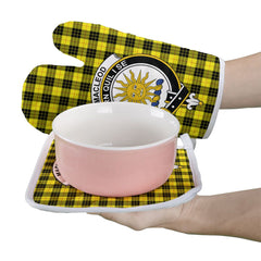 MacLeod Of Lewis Modern Tartan Crest Oven Mitt And Pot Holder (2 Oven Mitts + 1 Pot Holder)