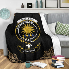 MacLeod (of Lewis) Crest Tartan Premium Blanket Black