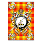 MacMillan Tartan Crest Black Garden Flag - Gold Thistle Style