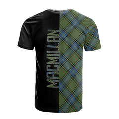 MacMillan Hunting Ancient Tartan T-Shirt Half of Me - Cross Style