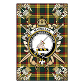 MacMillan Old Modern Tartan Crest Black Garden Flag - Gold Thistle Style