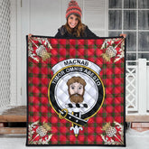 MacNab Modern Tartan Crest Premium Quilt - Gold Thistle Style