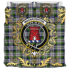 MacNaughton Dress Tartan Crest Bedding Set - Golden Thistle Style