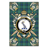 MacNeil of Colonsay Ancient Tartan Crest Black Garden Flag - Gold Thistle Style