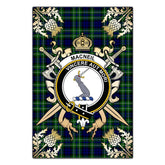 MacNeil of Colonsay Modern Tartan Crest Black Garden Flag - Gold Thistle Style